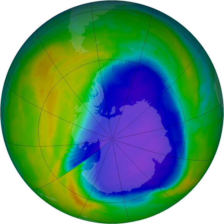 Antarctic ozone map for 19 October 1997
